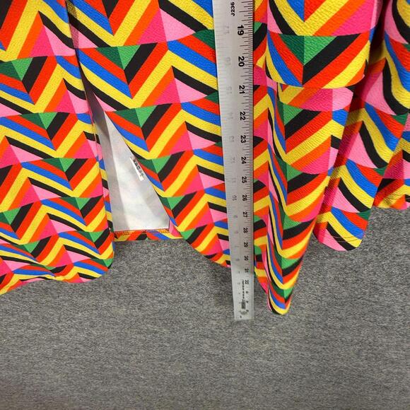 Shein Blazer Women 2XL Orange Geometric One Button Long Sleeve Collared Lined - Picture 6 of 7